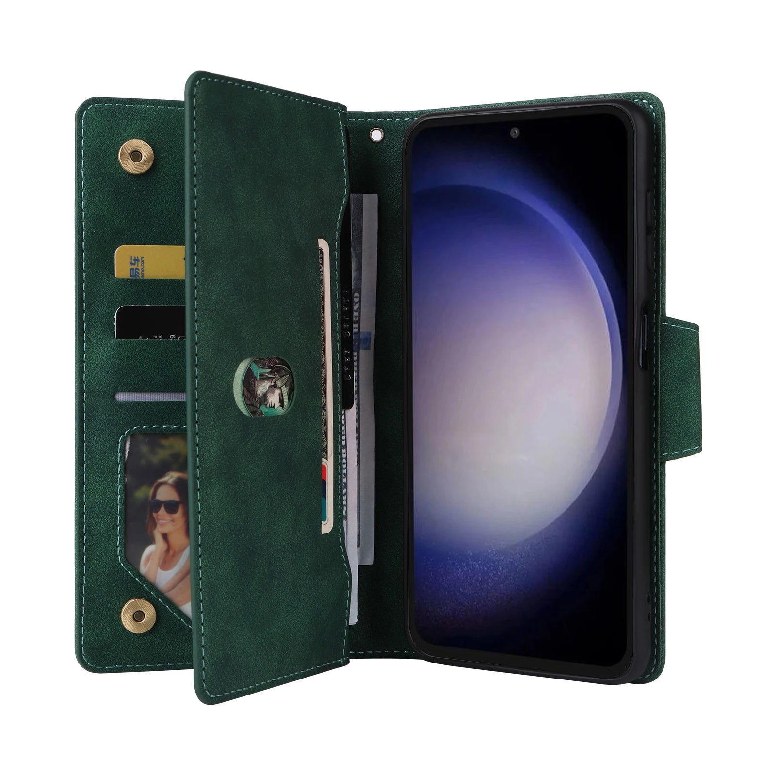 Wallet Multi-card Zipper Leather Case for Samsung