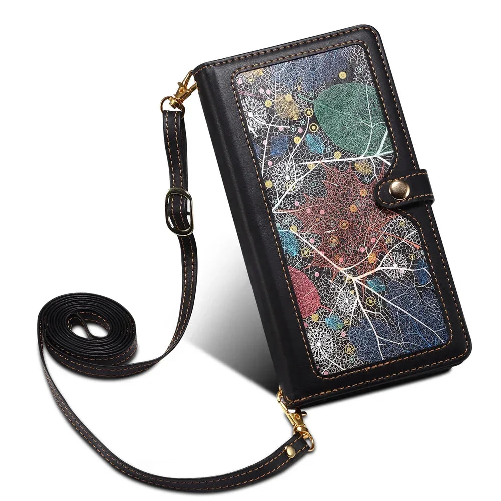 RFID lanyard crossbody wallet case for Samsung