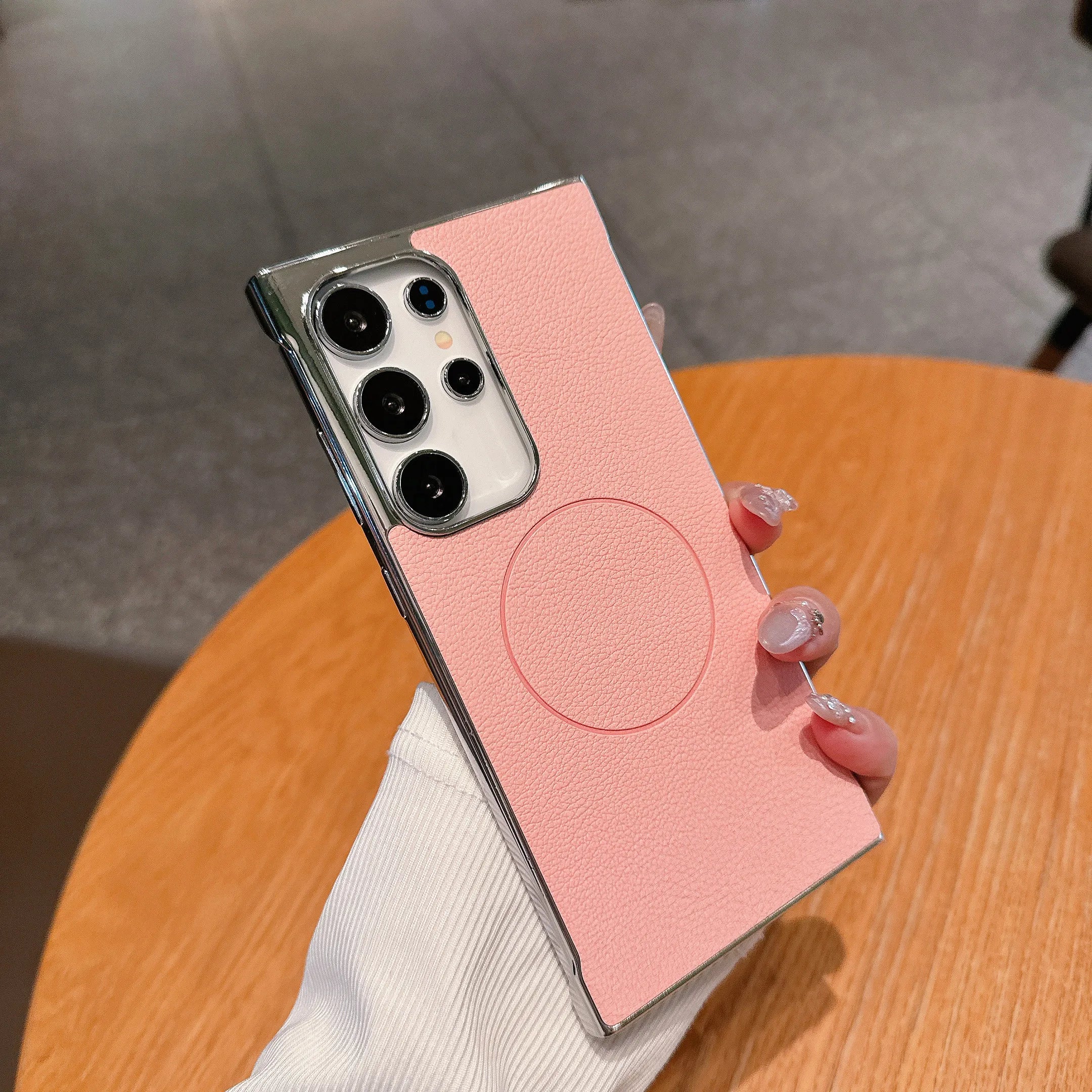 Magsafe Magnetic Ultra-thin Plating Frameless Leather Case For Samsung