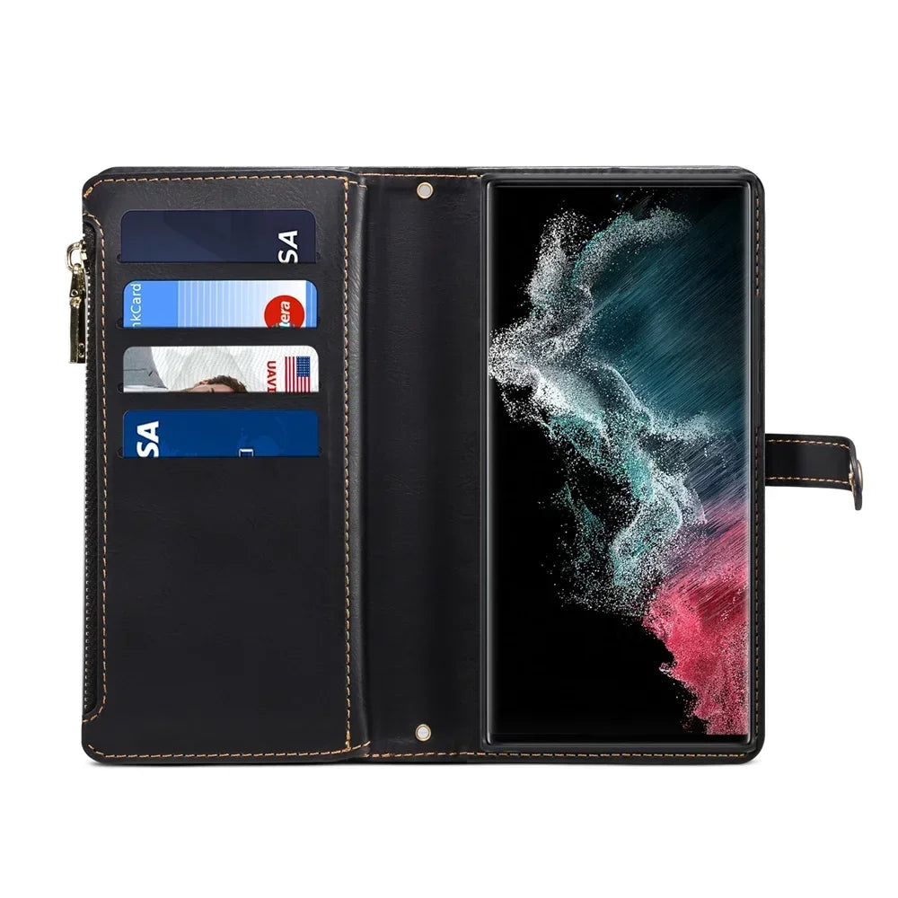 RFID lanyard crossbody wallet case for Samsung