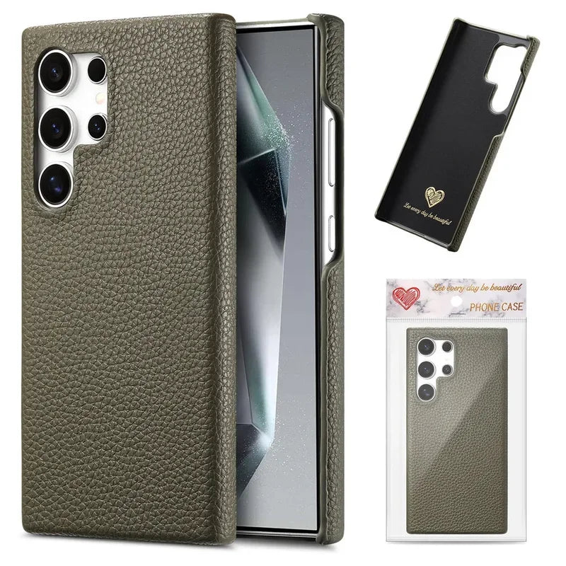 Litchi pattern leather case for Samsung