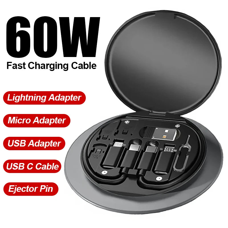 USB Type C To USB C Micro Lightning Fast Charging Cable 60W Multifunction Data Cable Adapter For iPhone Samsung