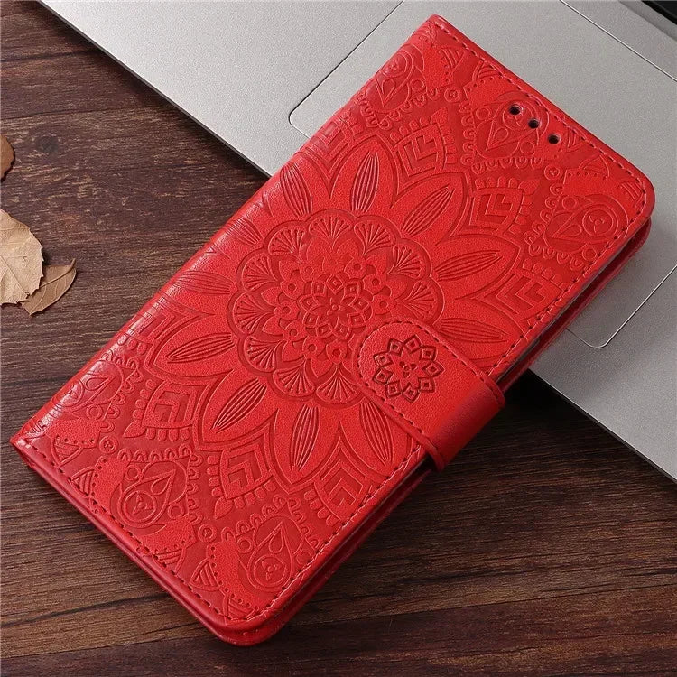 Embossing Leather Flip Wallet Phone Case For iPhone