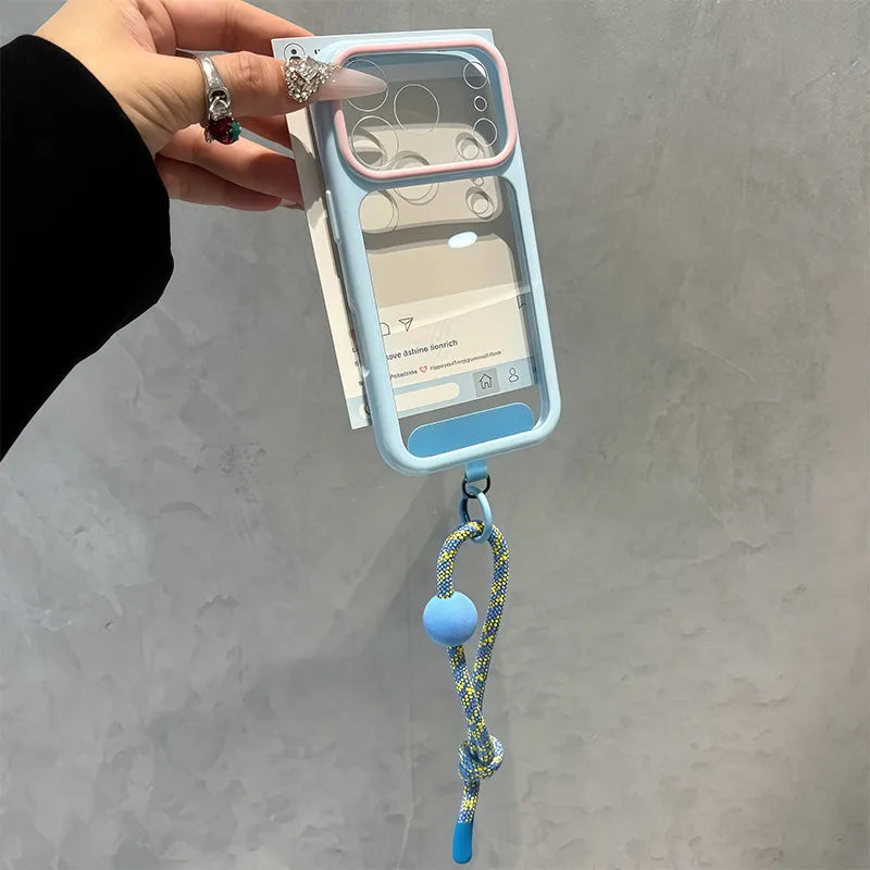 Dopamine Colorful Border Lanyard Case for iPhone