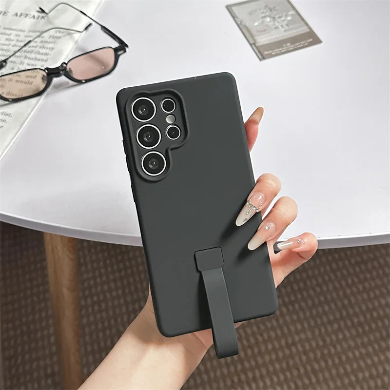 Liquid Silicone With Hand Strap Case For Samsung