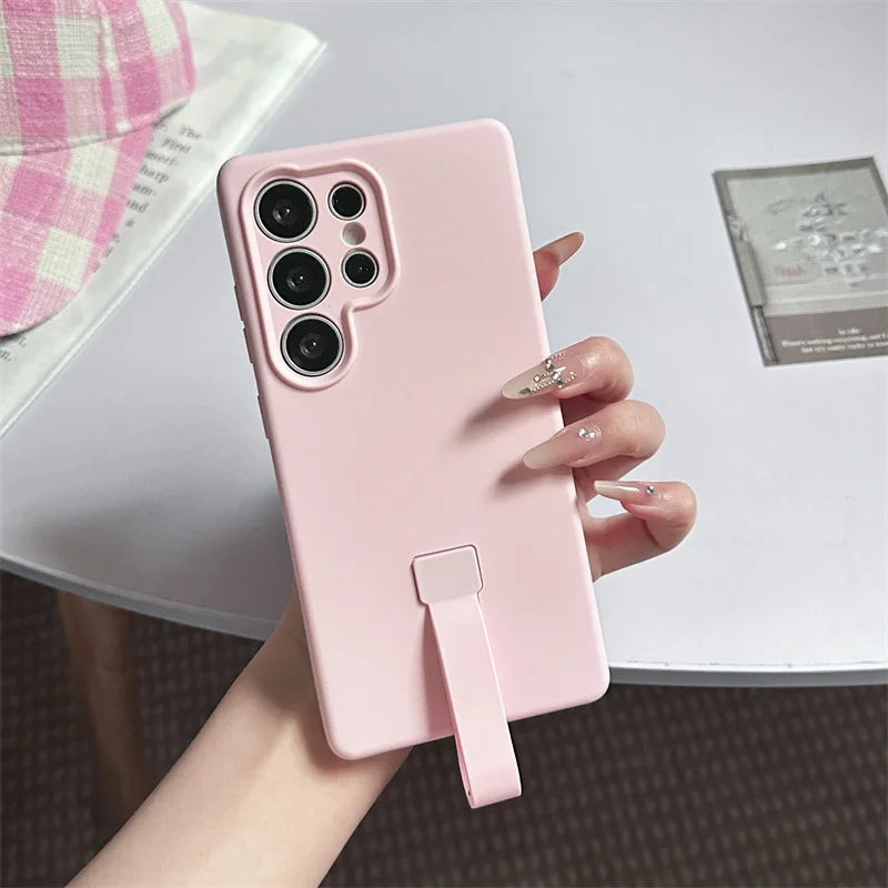 Liquid Silicone With Hand Strap Case For Samsung