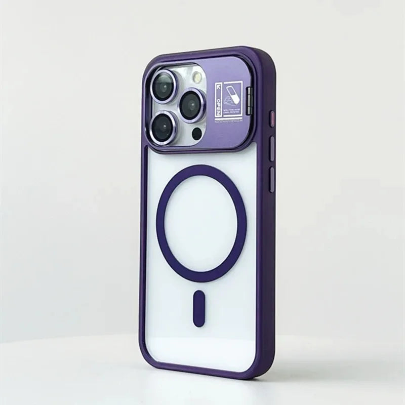 Magsafe Magnetic Stand Glass Lens Protector Case For iPhone