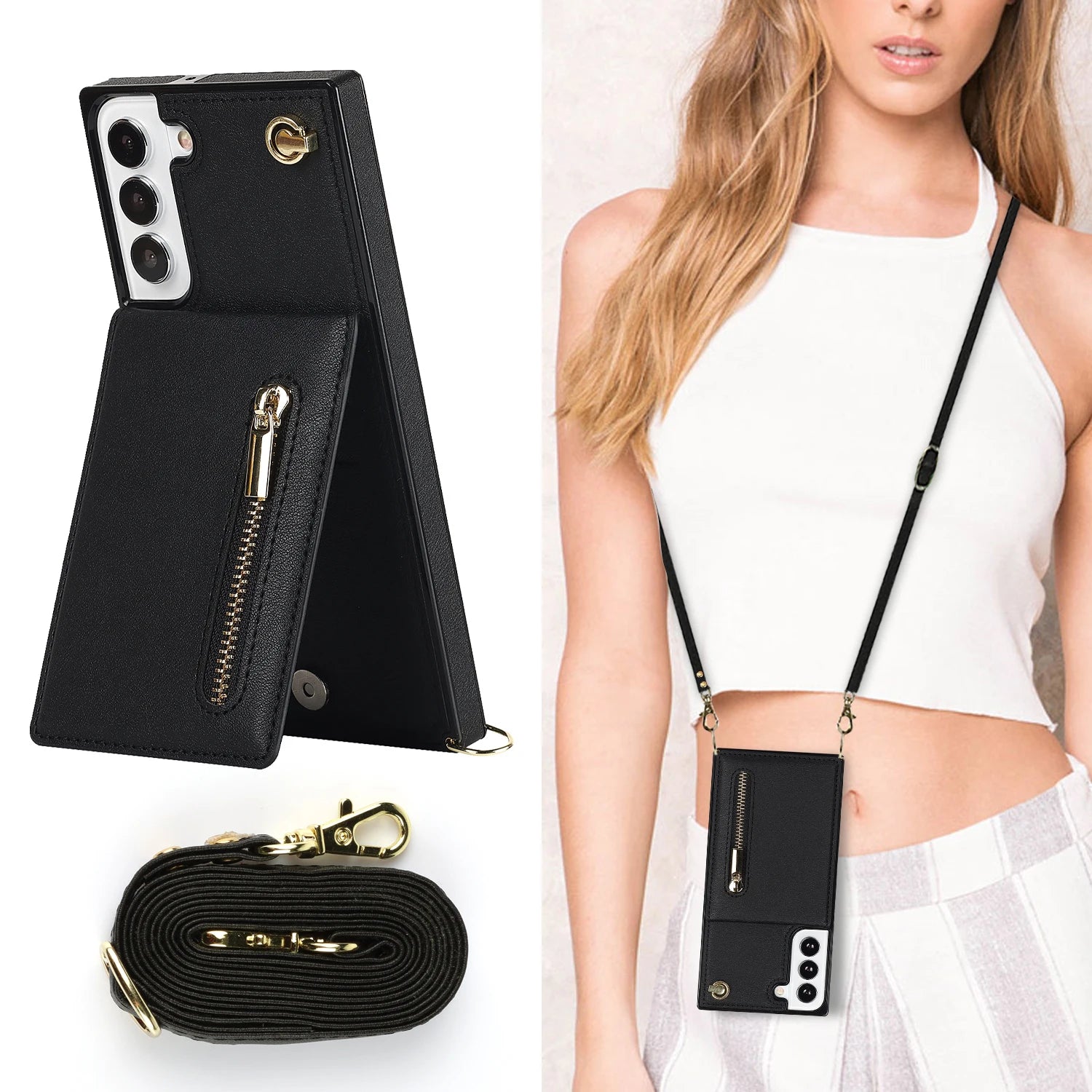 CrossBody Zipper Wallet Case For Samsung