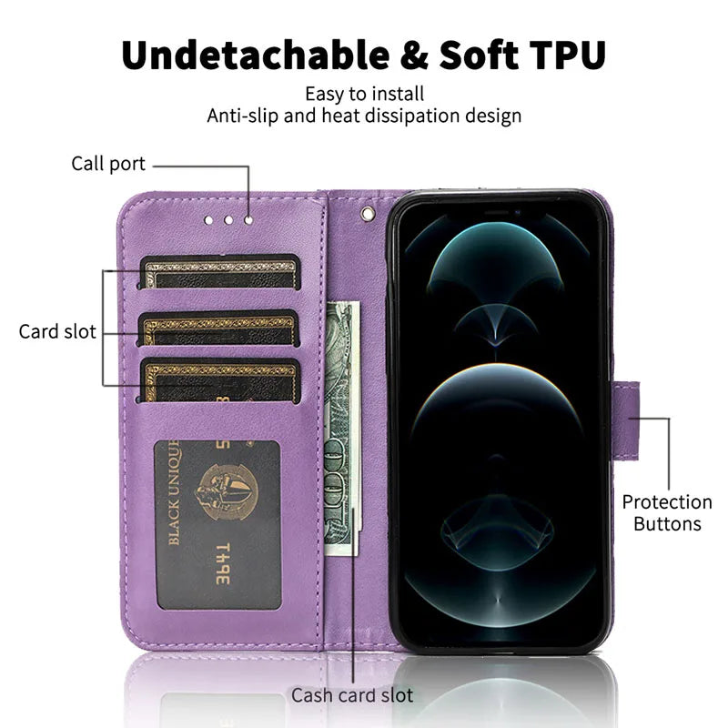 3D Rose Flip Shockproof Wallet Leather Case For Samsung