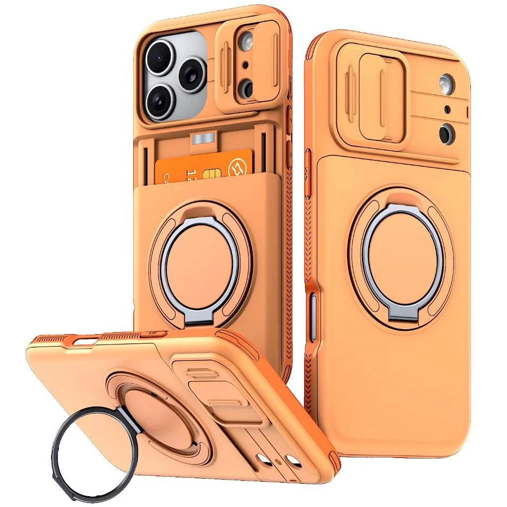 Multifunctional Magnetic Kickstand Slide Wallet Case For iPhone