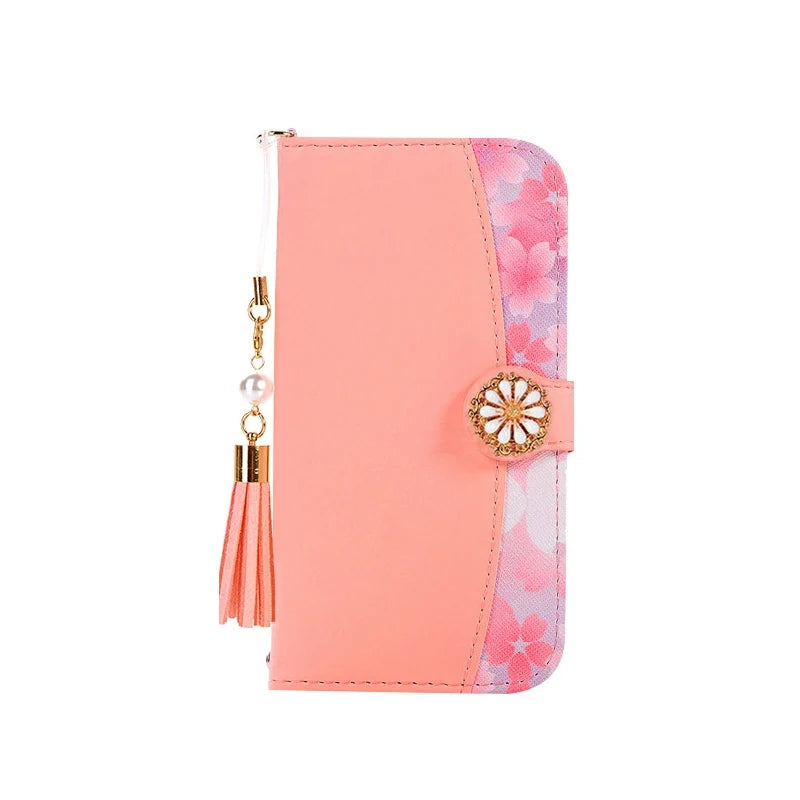 Floral patchwork wallet case for iPhone