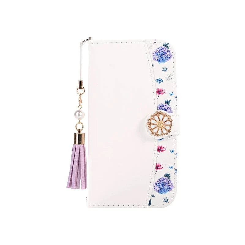 Floral patchwork wallet case for iPhone