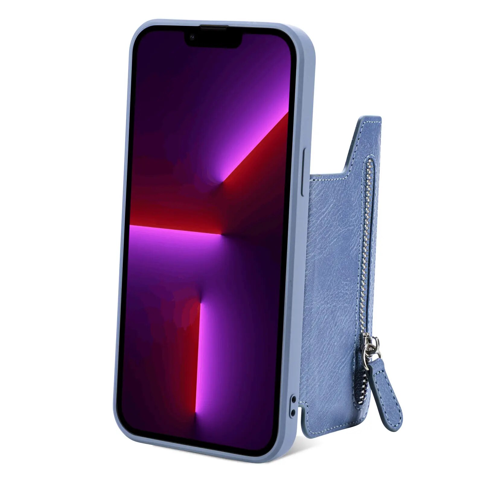 Zipper Cards Leather Wallet Case For iPhone