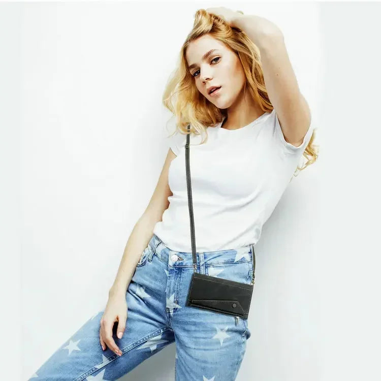 RFID Crossbody Zipper Leather Flip Wallet Case for Samsung