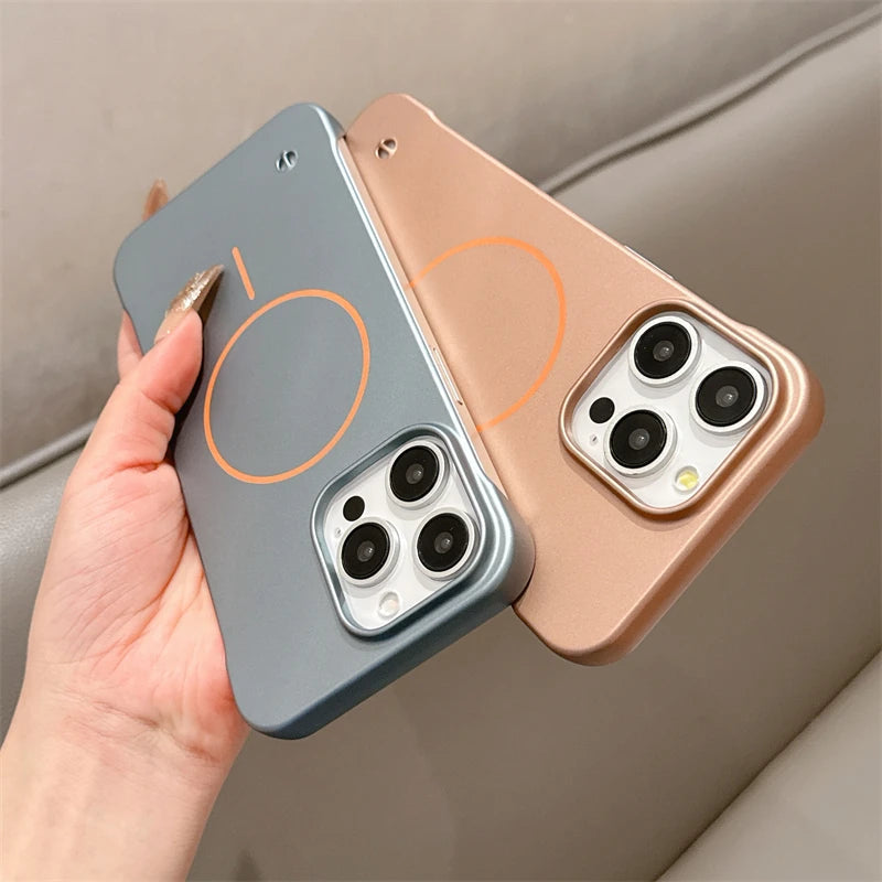Ultra Thin Frameless Matte Magsafe Magnetic Case For iPhone