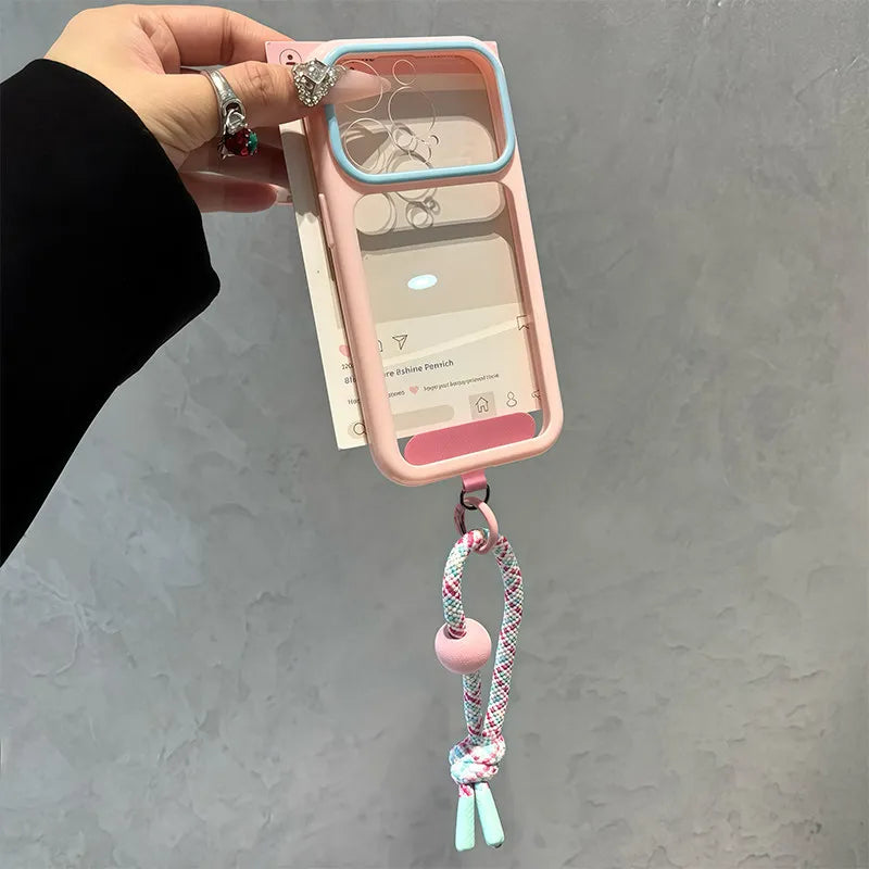 Dopamine Colorful Border Lanyard Case for iPhone