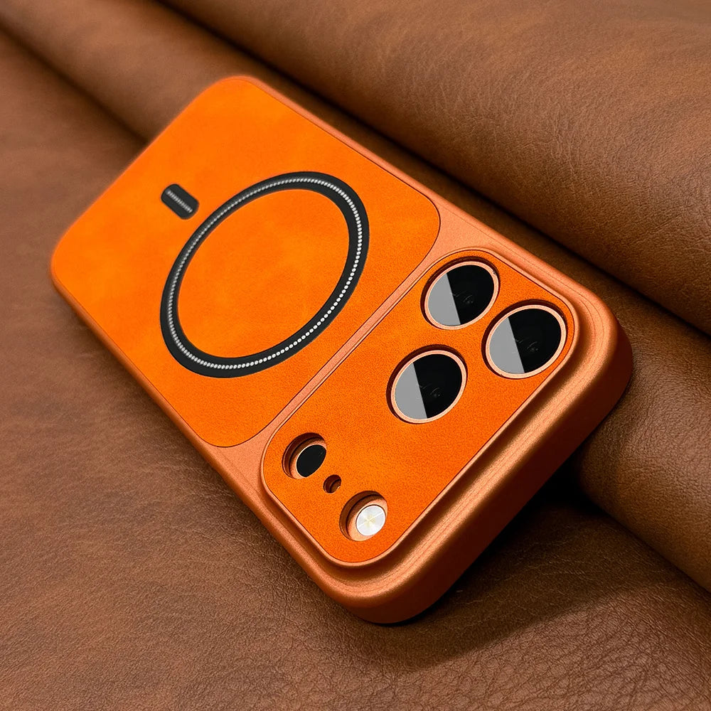 Luxury Leather-Texture Magnetic Matte Case For iPhone