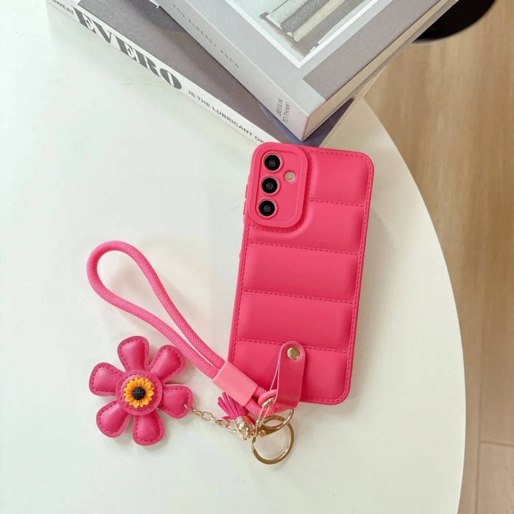 3D Sunflower Wrist Strap Case For Samsung