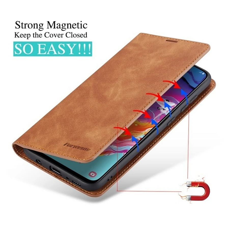 Wallet Magnetic Flip Card Slot Leather Case For Samsung