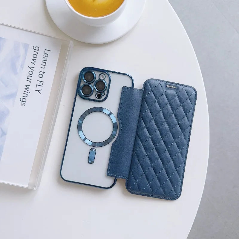 Magsafe Magnetic Card Holder Wallet Leather Phone Case for IPhone