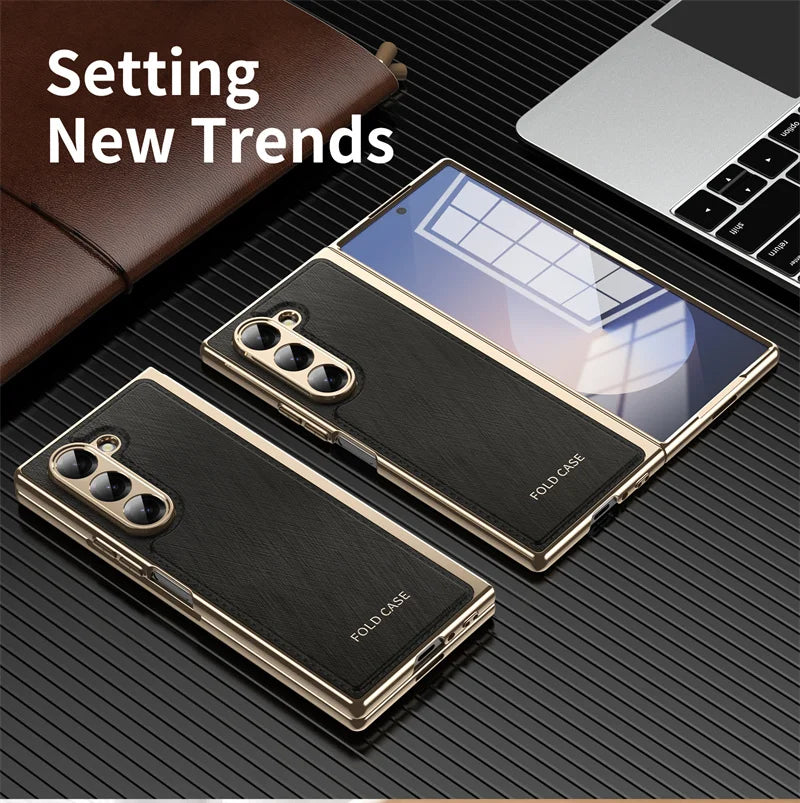 Screen Glass All Inclusive Ultra Thin Folding Leather Case For Samsung