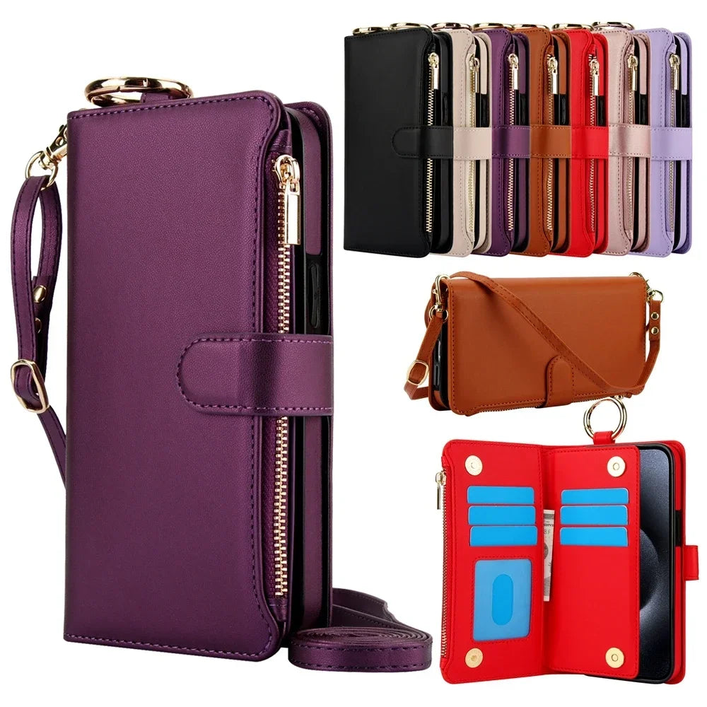Crossbody Leather Wallet Case for IPhone