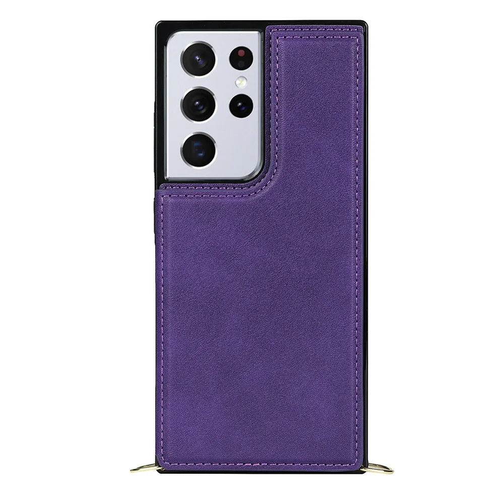 Crossbody Multi Card Slot Wallet Leather  Case for Samsung