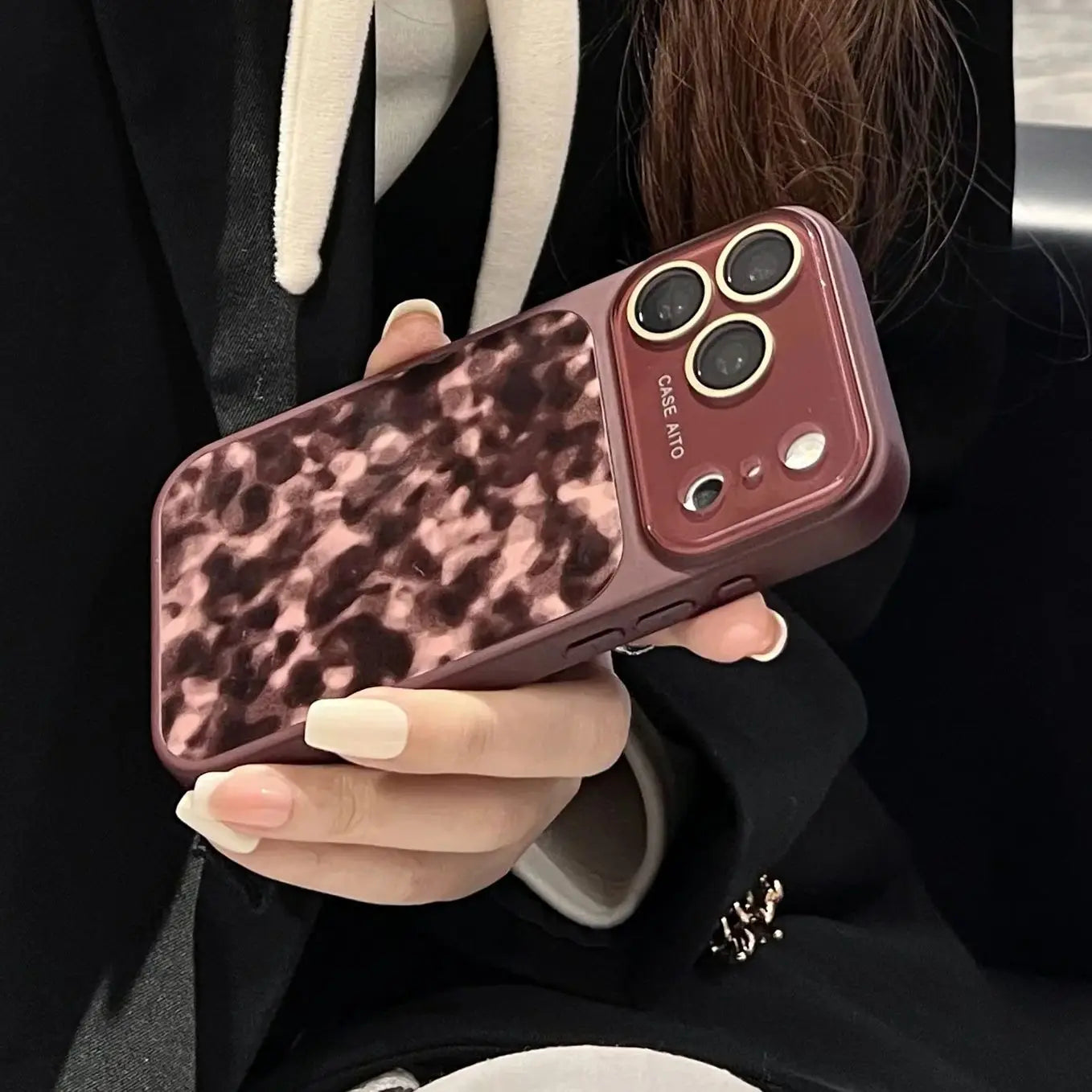 Large Window Leopard Print Shockproof Case For iPhone