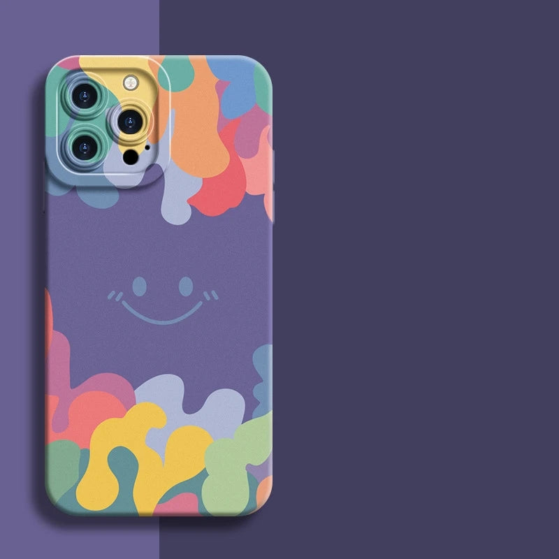 Smile Color Liquid Silicone Case For iPhone