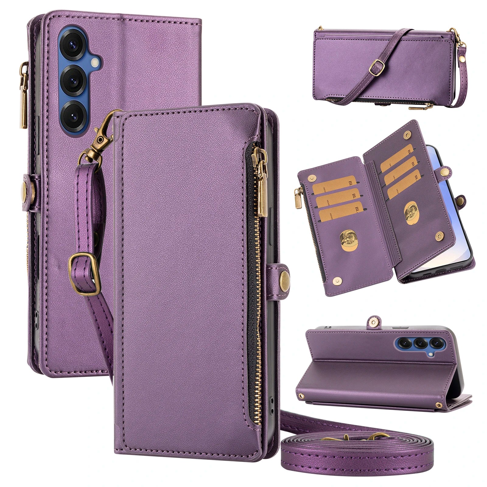 Flip Wallet Style with Multiple Card Slots Leather Case For Samsung