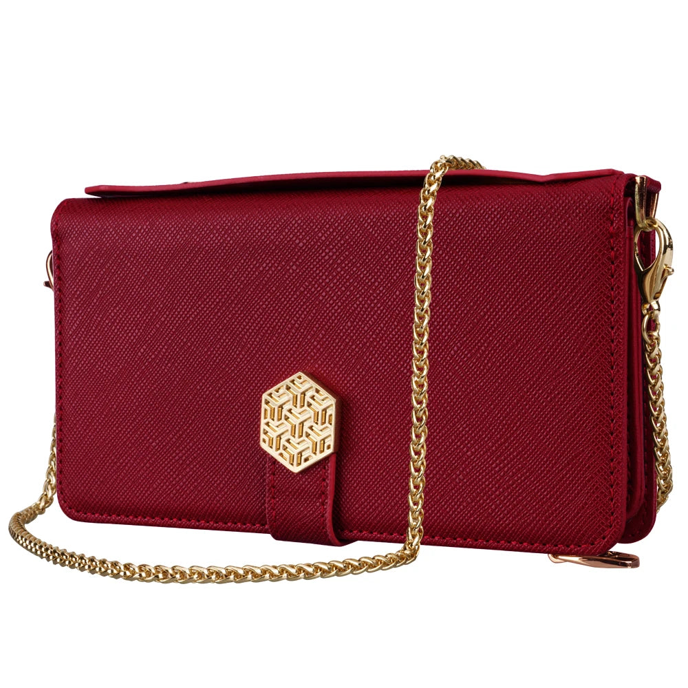 Fashion Flip Card Slots Leather Wallet Case for Samsung With Metal Strap