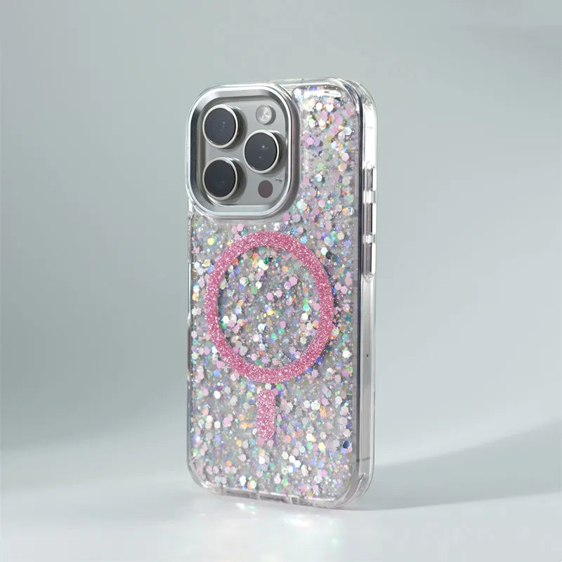 Magsafe Magnetic Trendy Glitter Gradient Shockproof Case For iPhone