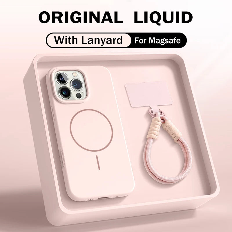 Liquid Silicone Lanyard Strap Rope Case For iPhone