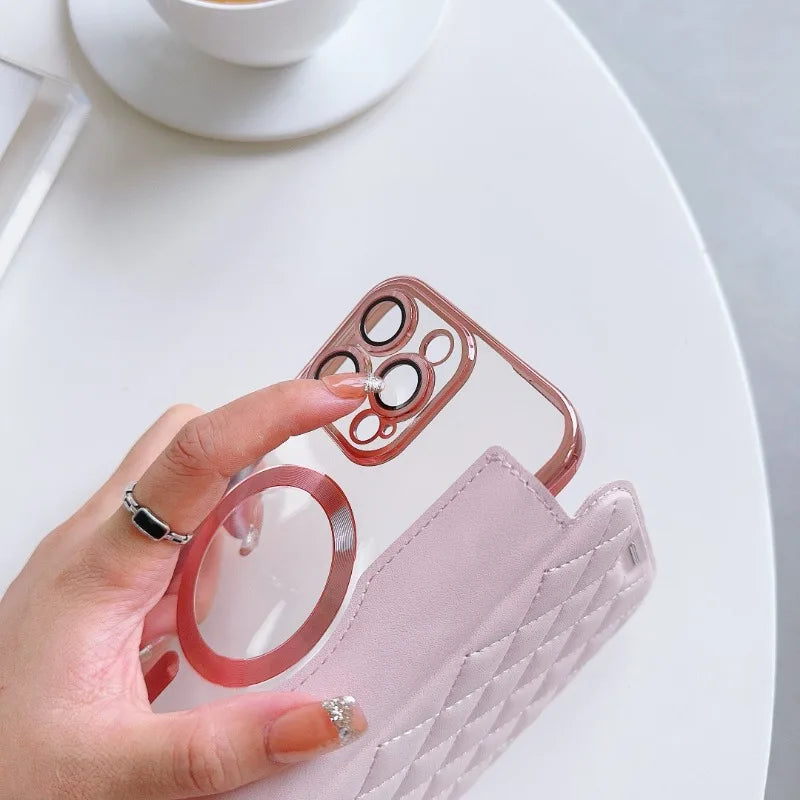 Magsafe Magnetic Card Holder Wallet Leather Phone Case for IPhone