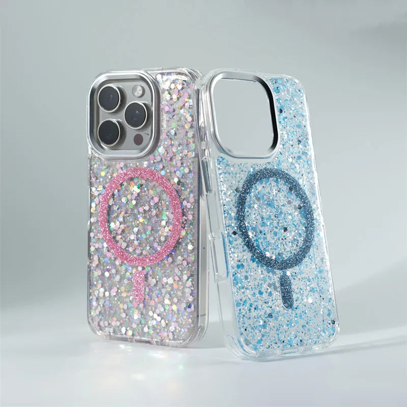 Magsafe Magnetic Trendy Glitter Gradient Shockproof Case For iPhone