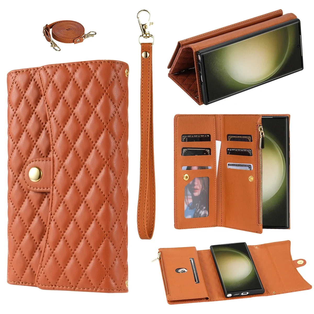 Crossbody Lanyard Card Wallet Leather Case For Samsung