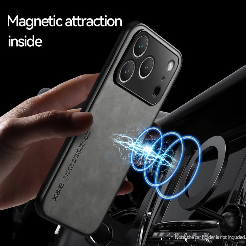 Skin Feeling Magnetic Luxury Leather Case For iPhone