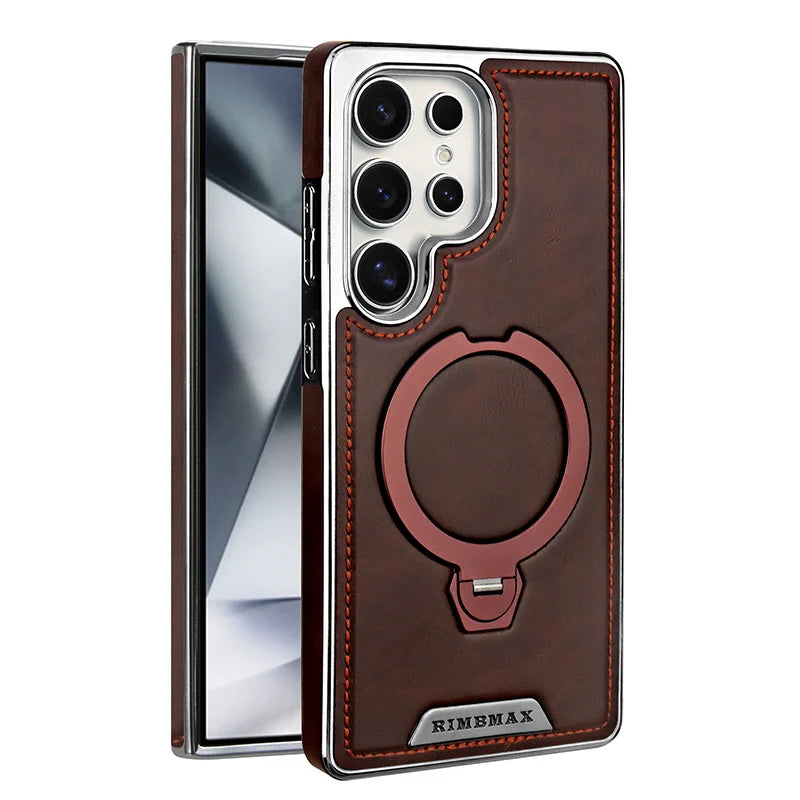 Magnetic Rotating Bracket Luxury Leather Case For Samsung
