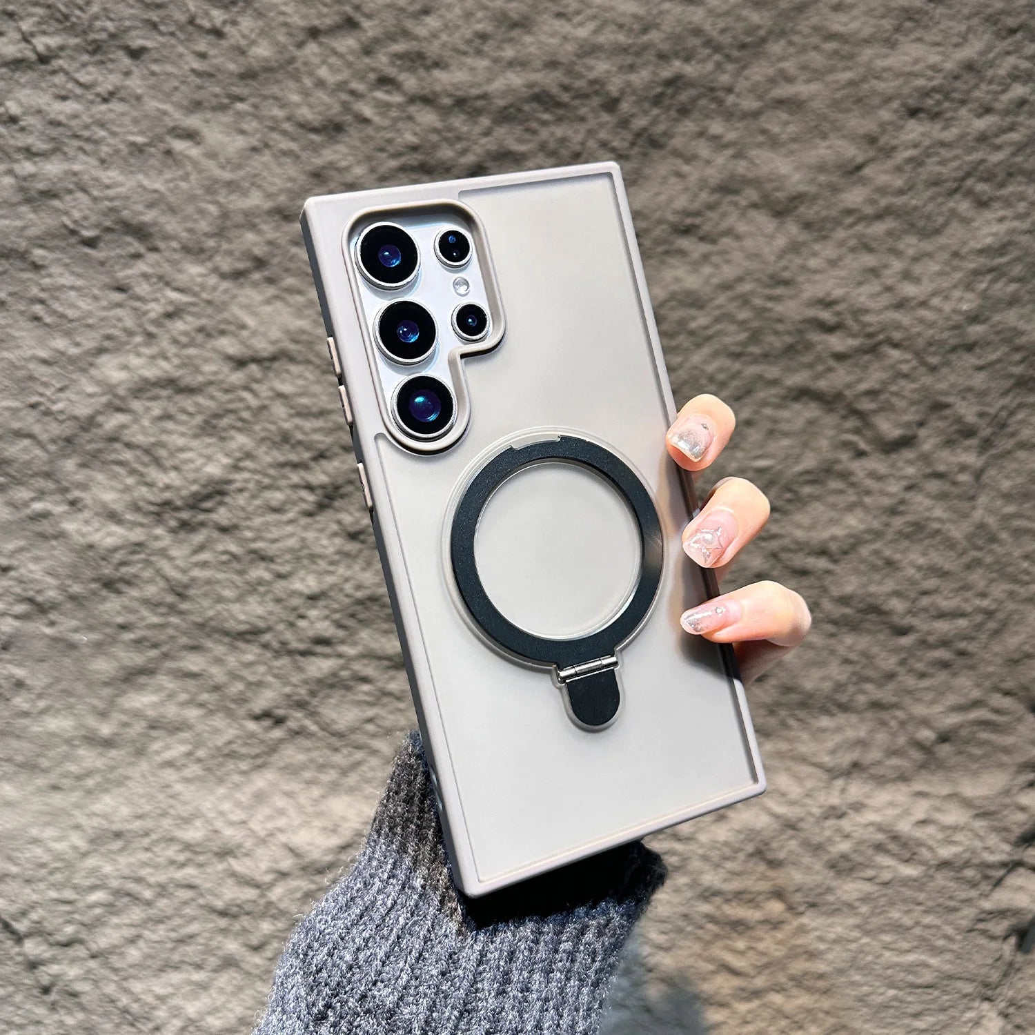 Magsafe Magnetic Matte Metal Ring Stand Case For Samsung