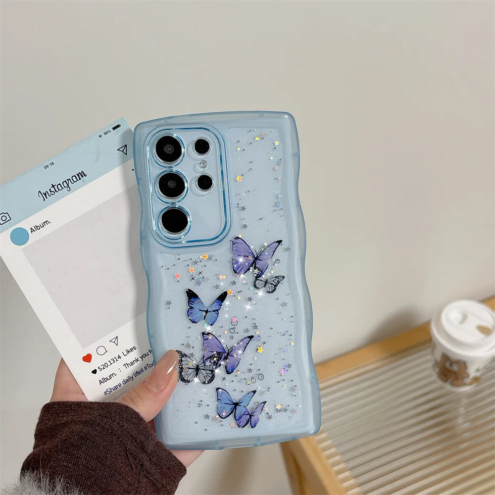 Glitter Butterfly Case For Samsung