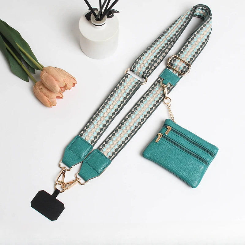 Adjustable crossbody phone lanyard with coin purse