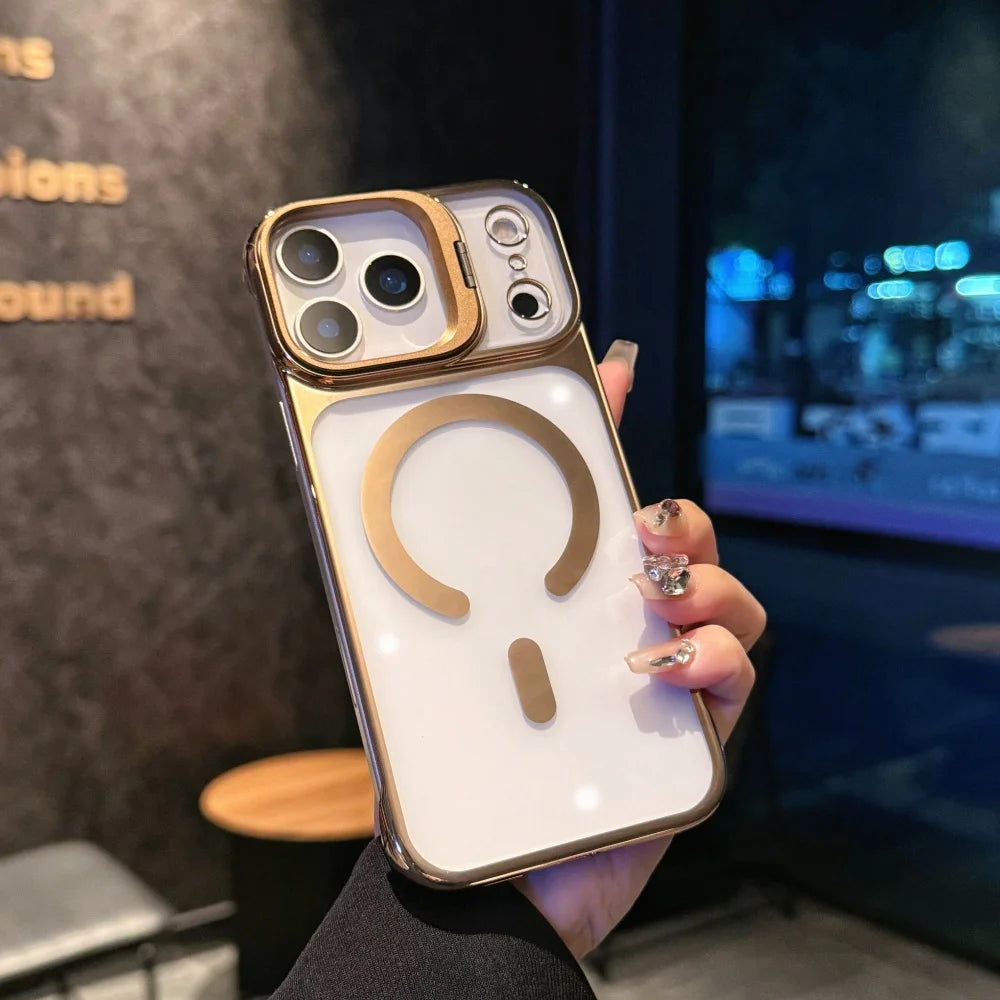 Ultra Thin Magnetic Borderless Camera Bracket Case for iPhone