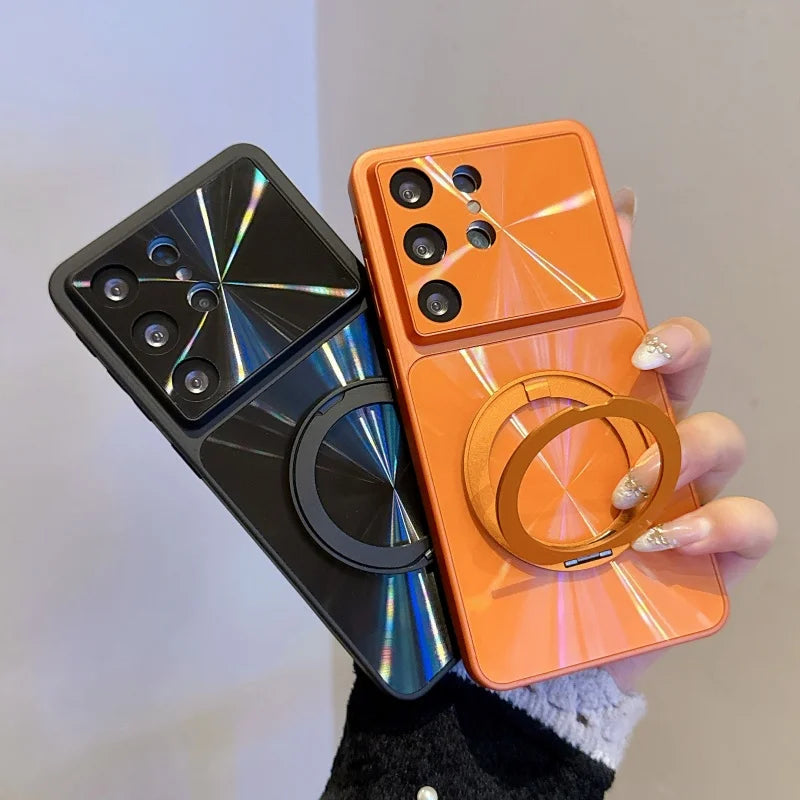 CD-Pattern Magnetic Stand Hard Case For Samsung