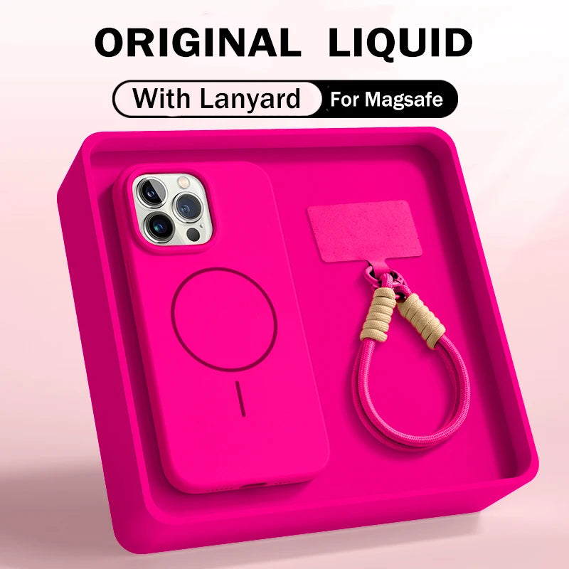 Liquid Silicone Lanyard Strap Rope Case For iPhone