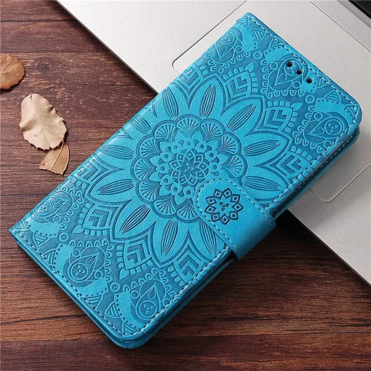 Embossing Leather Flip Wallet Phone Case For iPhone