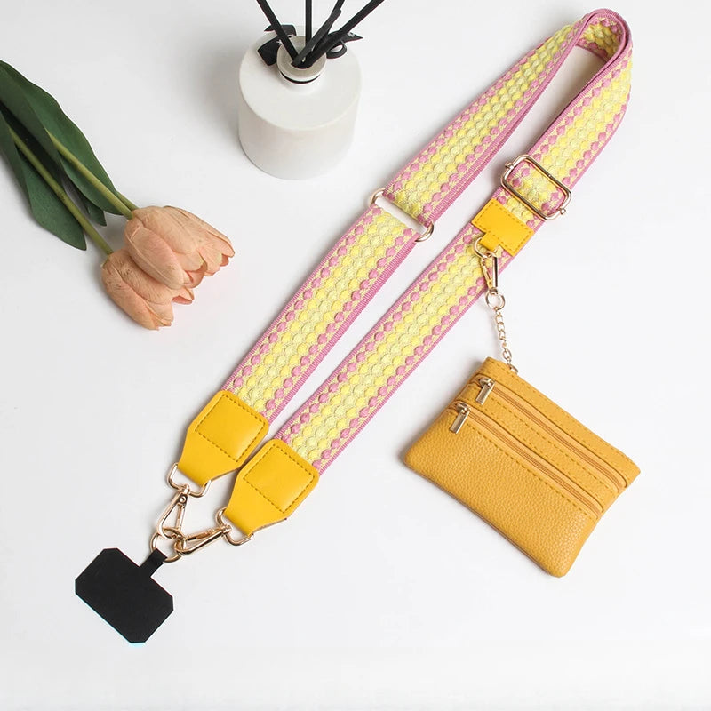 Adjustable crossbody phone lanyard with coin purse