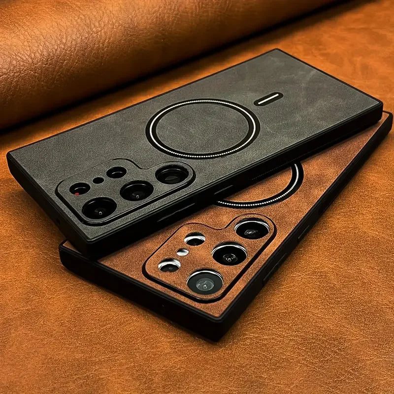 Luxury Leather Magnetic Case For Samsung