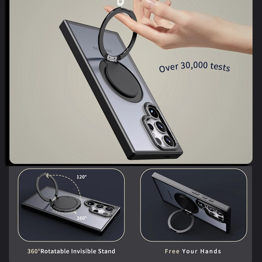 MagSafe 360 ° Rotating Magnetic Ring Matte Case for Samsung