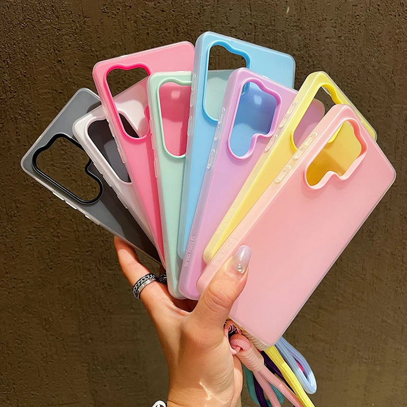 2in1 With Wrist Strap Lanyard Jelly Case For Samsung