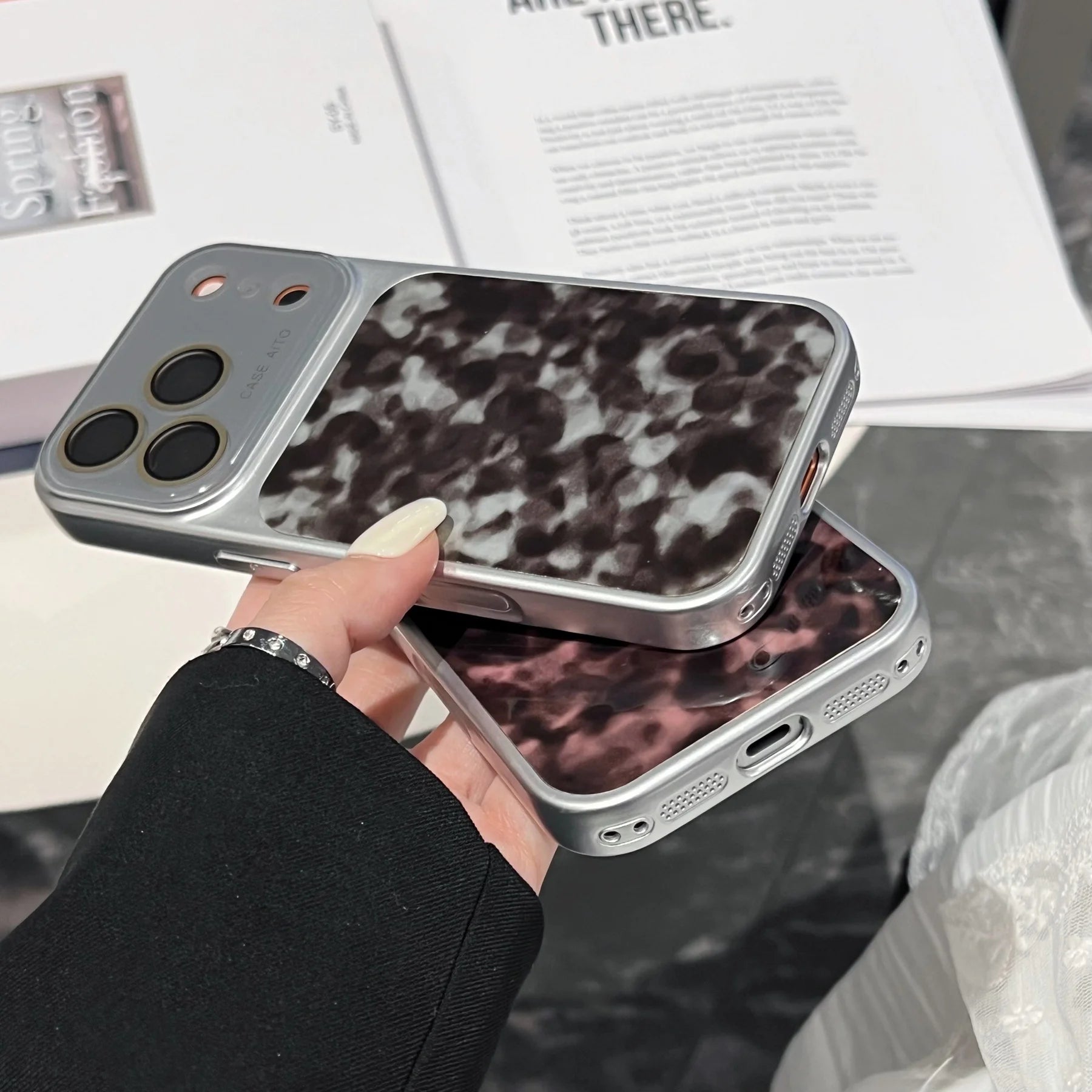 Large Window Leopard Print Shockproof Case For iPhone